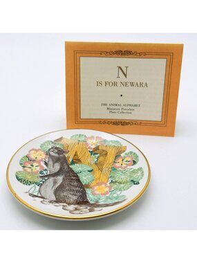 Franklin Mint Newara Porcelain Plate Animal Alphabet N Collection LE 1983 3.25"
